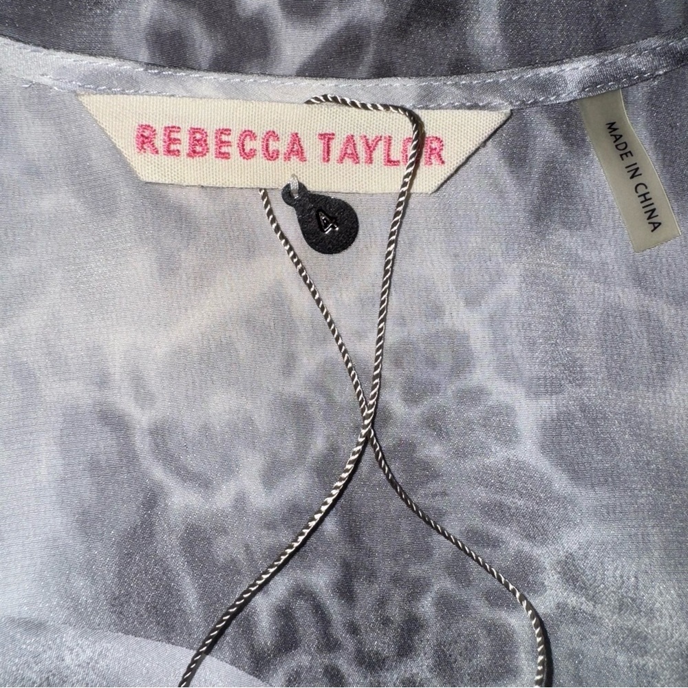 Rebecca Taylor 100% Silk Grey Abstract Animal Print Sleeveless Blouse 4 luxury - Picture 5 of 5